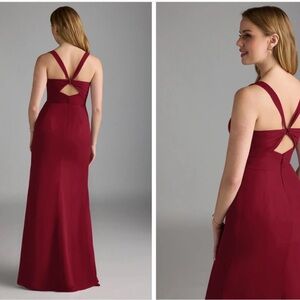 Azazie Burgundy Backless Dress